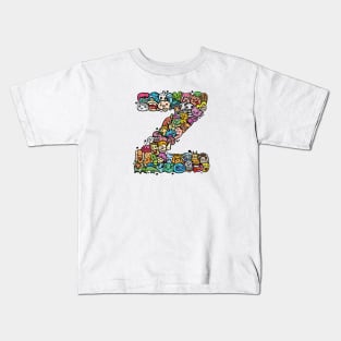 Alphabet Monster Doodle Letter Z Monogram copy Kids T-Shirt